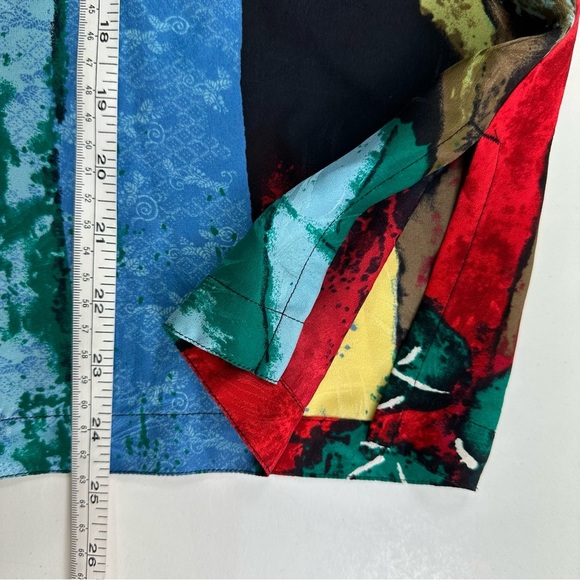 Chico’s Design Shirt 100% Silk Oriental Geisha Button Up Blouse Size Large Art - Picture 6 of 7